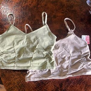 2 Free People Movement Good Karma Ruched Crop Tanks size M/L